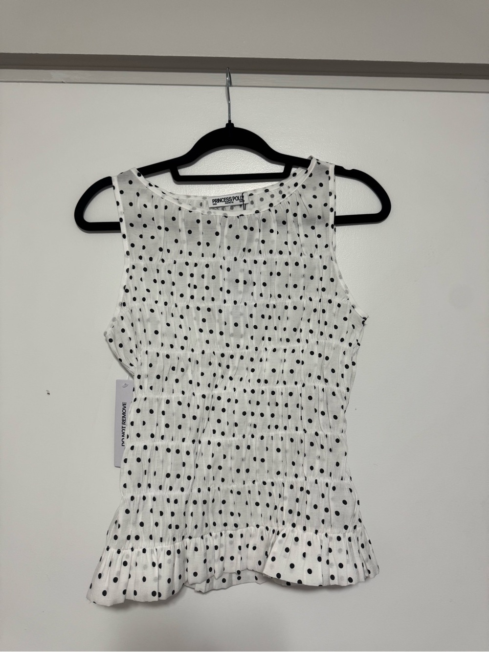 Princess Polly White Sleeveless Polka Dot Top